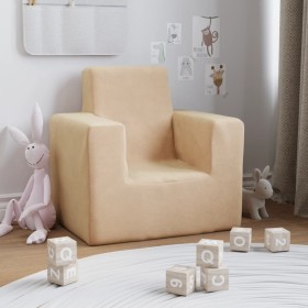 Sofá para niños felpa suave color crema