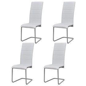Cantilever dining chairs 4 units white synthetic leather by vidaXL, dining chairs - Ref: Foro24-242288, Price: 210,46 €, Disc...