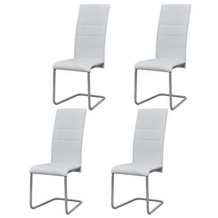 Cantilever dining chairs 4 units white synthetic leather by vidaXL, dining chairs - Ref: Foro24-242288, Price: 210,35 €, Disc...