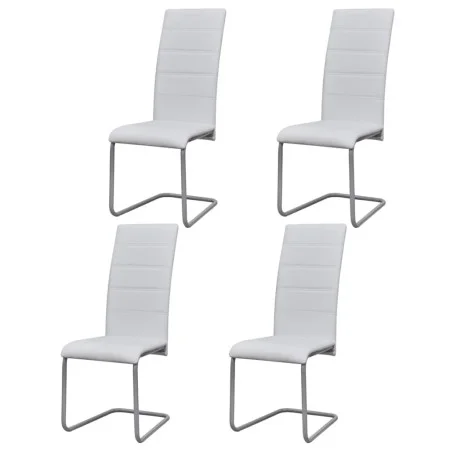 Cantilever dining chairs 4 units white synthetic leather by vidaXL, dining chairs - Ref: Foro24-242288, Price: 196,87 €, Disc...