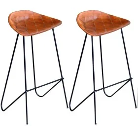 Taburetes de cocina 2 unidades cuero auténtico negro y marrón de vidaXL, Taburetes de cocina - Ref: Foro24-243305, Precio: 22...