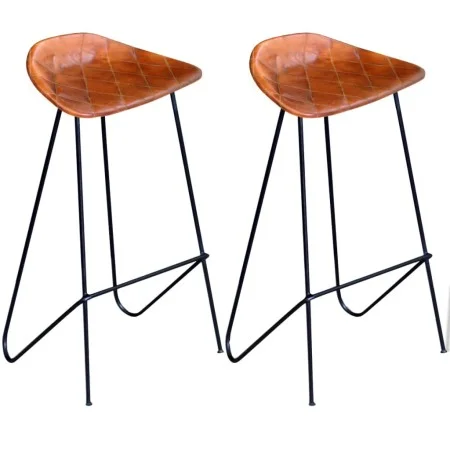 Kitchen stools, 2 units, genuine black and brown leather. by vidaXL, Kitchen stools - Ref: Foro24-243305, Price: 222,81 €, Di...