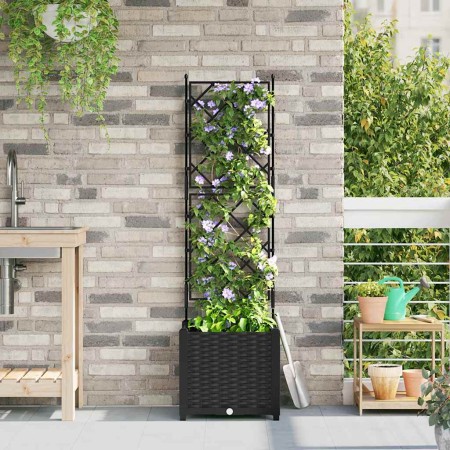 Maceta de jardín con enrejado Negro 40 x 40 x 143 cm PP en Maceteros y jardineras | Comprar online en Foro24