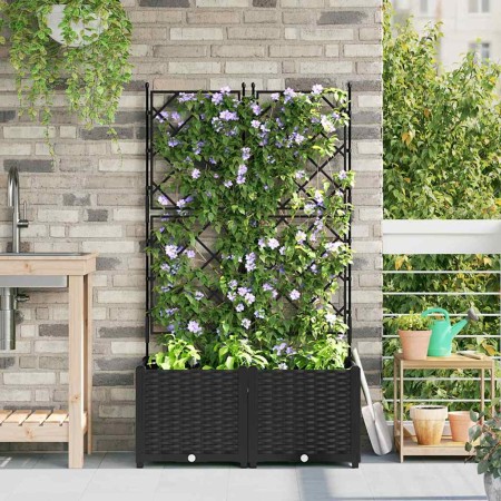 Maceta de jardín con enrejado 2 pcs Negro 80 x 40 x 143 cm PP en Maceteros y jardineras | Comprar online en Foro24