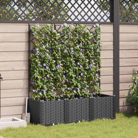 Maceta de jardín con enrejado 3 pcs Negro 120 x 40 x 143 cm PP en Maceteros y jardineras | Comprar online en Foro24