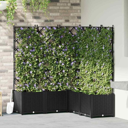 Maceta de jardín con enrejado 5 pcs Negro 120 x 120 x 143 cm PP