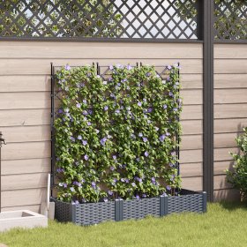 Maceta de jardín con enrejado 3 pcs Gris 120 x 40 x 125.5 cm PP en Maceteros y jardineras | Comprar online en Foro24