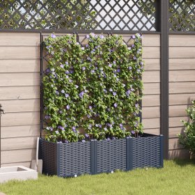 Maceta de jardín con enrejado 3 pcs Gris 120 x 40 x 143 cm PP