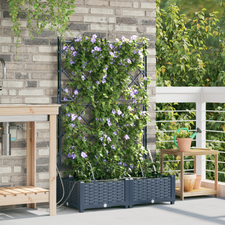 Jardineras Gris 80 x 40 x 126 cm Acero en Maceteros y jardineras | Comprar online en Foro24