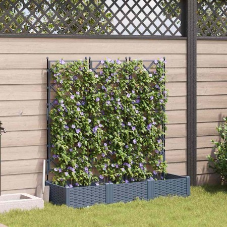 Maceta de jardín con enrejado 3 pcs Gris claro en Maceteros y jardineras | Comprar online en Foro24