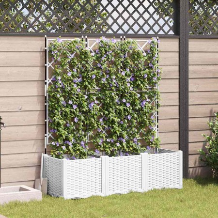 Maceta de jardín con enrejado 3 pcs Blanco 120 x 40 x 143 cm PP en Maceteros y jardineras | Comprar online en Foro24