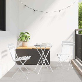 Conjunto de Bistro Plegable 3 pcs Blanco Acero en Conjuntos de jardín | Comprar online en Foro24