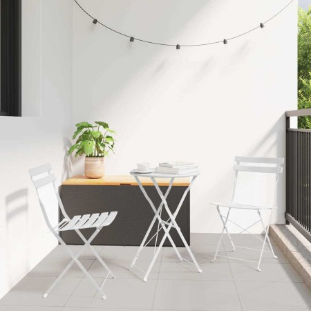 Conjunto de Bistro Plegable 3 pcs Blanco Acero