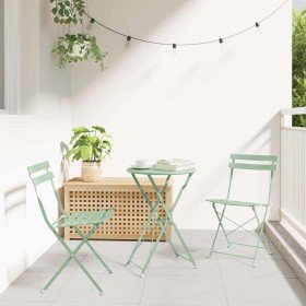 Conjunto de Bistro Plegable 3 pcs Menta Claro Acero en Conjuntos de jardín | Comprar online en Foro24