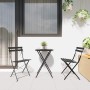 Conjunto de Bistro Plegable 3 pcs Antracita Acero