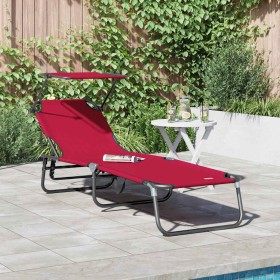 Tumbona plegable con cojín 1-persona Rojo 56 x 190 x 81cm tela