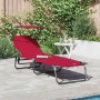 Tumbona plegable con cojín 1-persona Rojo 56 x 190 x 81cm tela
