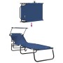 Tumbona plegable con cojín 2 pcs Azul 56 x 190 x 81cm tela