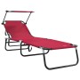 Tumbona plegable con cojín 2 pcs Rojo 56 x 190 x 81cm tela