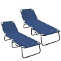 Tumbona plegable 2-persona 2 pcs Azul 56 x 189 x 87cm tela