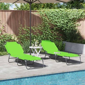 Tumbona plegable 2-persona 2 pcs Verde 56 x 189 x 87cm tela