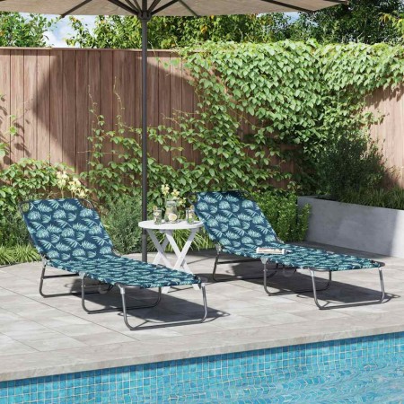 Tumbona plegable con cojín 2 pcs Verde 56 x 189 x 87cm tela