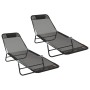 Tumbona plegable 2 pcs Negro 182 x 55 x 85.5cm Textileno