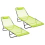 Tumbona plegable 2 pcs Verde 182 x 55 x 85.5cm Textileno