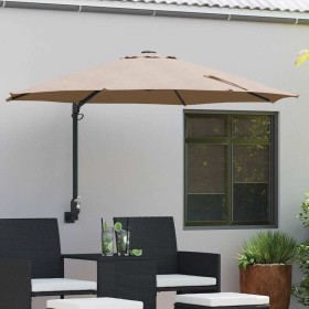 Parasol de jardín Taupe y Negro 248 x 248 x 148 cm