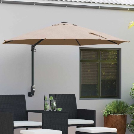 Parasol de jardín Taupe y Negro 248 x 248 x 148 cm