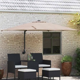 Parasol de jardín Taupe y Negro 248.5 x 247.5 x 160 cm