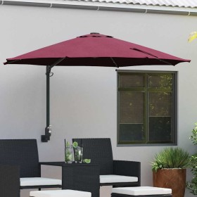 Parasol de jardín Manual Rojo y Negro 248 x 248 x 148 cm