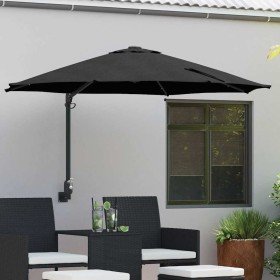 Parasol de jardín Manual Negro y Negro 248 x 248 x 148 cm