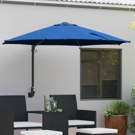 Parasol de jardín Manual Azul y Negro 248 x 248 x 148 cm