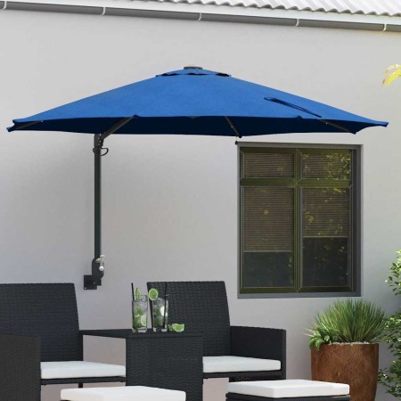 Parasol de jardín Manual Azul y Negro 248 x 248 x 148 cm