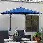 Parasol de jardín Manual Azul y Negro 248 x 248 x 148 cm