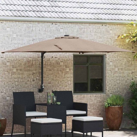 Parasol de jardín Taupé 248.5 x 247.5 x 160 cm tela
