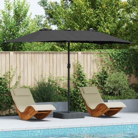 Parasol de jardín Negro 385 x 209 x 244 cm tela