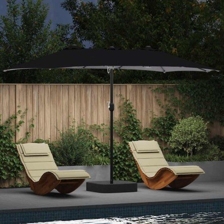 Parasol de jardín Negro 385 x 209 x 244 cm tela