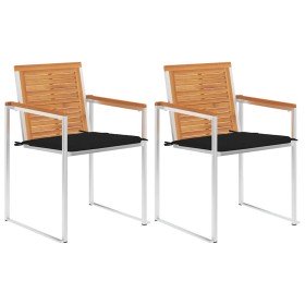 Sillas de jardín con cojines 2 uds madera maciza acacia y acero