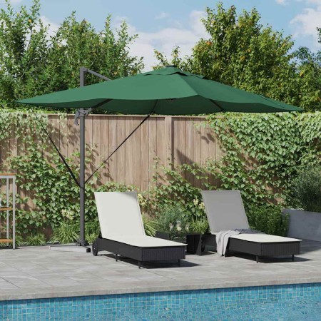 Parasol Roma de Brazo Lateral Verde y Negro 352 x 251 x 265 cm