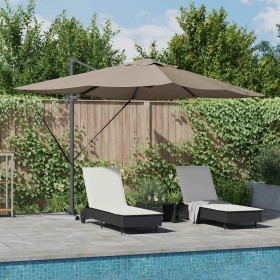 Parasol Roma de Brazo Lateral Taupe y Negro 352 x 251 x 265 cm