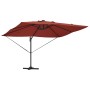 Parasol Roma de Brazo Lateral Rojo y Negro 352 x 251 x 265 cm