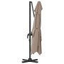 Parasol Roma de Brazo Lateral Taupe y Negro 352 x 251 x 260 cm