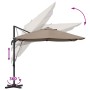 Parasol Roma de Brazo Lateral Taupe y Negro 352 x 251 x 260 cm