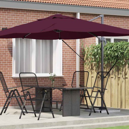 Parasol Roma de Brazo Lateral Rojo y Negro 352 x 251 x 260 cm