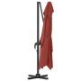 Parasol Roma de Brazo Lateral Rojo y Negro 352 x 251 x 260 cm