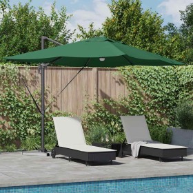 Parasol Roma de Brazo Lateral Verde y Negro 352 x 251 x 265 cm