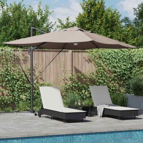 Parasol Roma de Brazo Lateral Taupe y Negro 352 x 251 x 265 cm