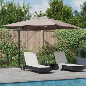 Parasol Roma de Brazo Lateral Taupe y Negro 352 x 251 x 265 cm